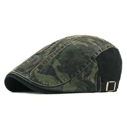 Berets cotton spring camouflage printing Beret men's flat top women's paint hat G220612