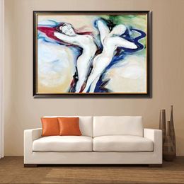 Dreaming Nudes Large Handmade Abstract Oil Painting on Canvas with Textured for Living Room Wall Art