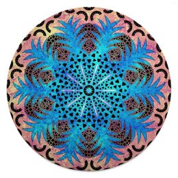 Blankets Vibrant Mandala Blanket Blue And Pink Pineapple Bed Super Soft Round Aesthetic Fleece Bedspread