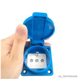 Power Plug Adapter Black Blue Waterproof Germany Industry Safety Outlet 250V Cover Dustproof Socket R230612