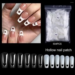 False Nails 504Pcs/Bag Fake Nail Patch Detachable Hollow Out Heart DIY Full Cover Trapezoidal Extension Tip Salon Supply