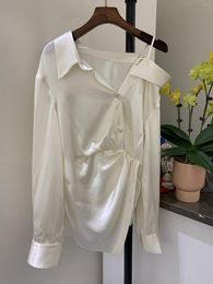 Women's Blouses Spring Style Deconstructed Shirt Temperament Off-shoulder Just Right Cloth Glossy And Delicate