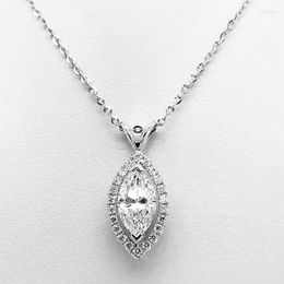 Pendant Necklaces Silver Colour Marquise Shape Pendent Necklace For Women Dazzling Crystal Zircon Simple Stylish Female Jewellery