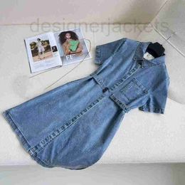 Basic & Casual Dresses Designer Summer new college style cool and cute age reducing sweet wash denim dress 9VZC