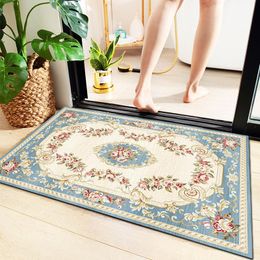 Mats European Style Bath Mat 80x120cm Absorbent Antiskid Bathroom Rug Nordic Entrance Door Mat Light Blue Home Kitchen Floor Carpet