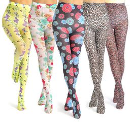 Women Socks 2023 Spring Summer Collant Sheer Sexy Floral Printed Pantyhose Tights Stockings Anti-Hook Medias De Mujer