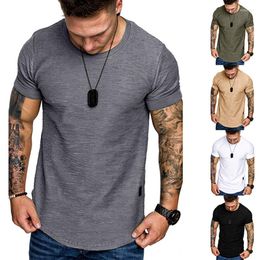 Men's T Shirts Brand Men's Curved Hem Hip Hop Homme Topshirt Male T-Shirt Casual Streetwear Sport Fitness Tees Military Style Tshirts