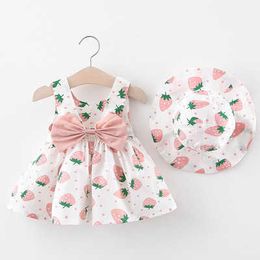 Girl's Dresses Baby Girl Dress Print Bow Summer Princess Party Infant Toddler Clothes Newborn Kids Clothing Set