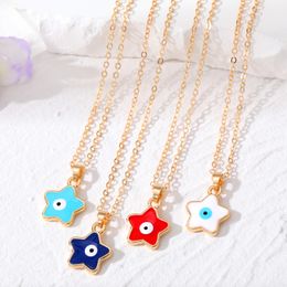Colorful Turkish Blue Evil Eye Star Pendant Necklace For Women New Trendy Lucky Eye Clavicle Chain Choker Wedding Jewelry