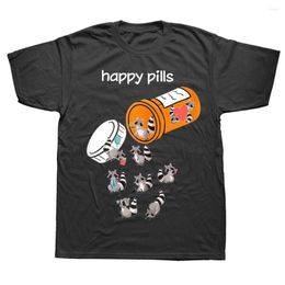 Men's T Shirts Happy Pills Raccoon Lover Summer Style Graphic Cotton Streetwear Short Sleeve Birthday Gifts T-shirt Mens Clothing