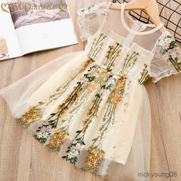 Girl's Dresses Girls Dress 2023 New Embroidery Flower Design Toddler Baby Princess Party Birthday for R230612