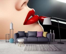 Wallpapers Bacal Custom 3D Wallpaper Mural Modern Art Beautiful Sexy Red Lips Close-up Background Wall Decoration Painting 5d