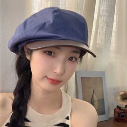 Berets Large version splicing Beret women's display face Small spring and summer travel Sunset French elegant retro cloud painter hat G230612