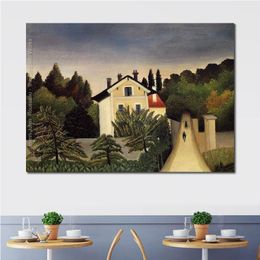 Jungle Animals Canvas Wall Art Hand Painted Landscape on The Banks Chaponval Henri Rousseau Painting for Sale High Quality