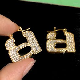 Hoop Earrings Top Quality Medium Size CZ Letter Style Ear Buckle For Women Fashion INS Jewelry