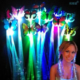 Glow Hair Braid LED Luminous Flower Hair Clip Light Up Butterfly Hair Clip Bar Party Decoration Supplies Glow In Dark Toy