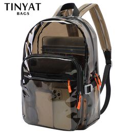 Backpack TINYAT Heavy Duty Transparent Clear Women's Backpack Sports Travel School Notebook Backpacks Large Capacity Student Bag Girls J230517