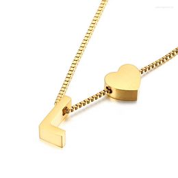 Pendant Necklaces Gold Colour Heart-shaped Initial Letter Necklace 26 Alphabet F M C R Slide Charm Women Choker Jewellery Accessory Wholesale
