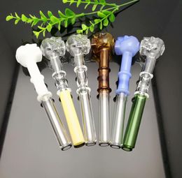 Glass Pipes Smoking Manufacture Hand-blown hookah 2-wheel dual Colour bone straight pot