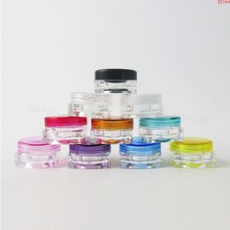 100 x 3g Mini Travel Refillable plastic cosmetic make up cream jar sample display square bottle Containers PS materialgood Fcaug