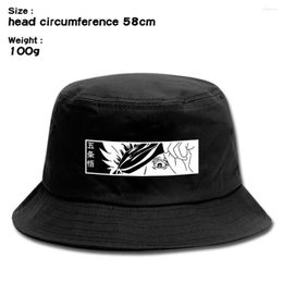 Berets Fisherman Cap Jujutsu Kaisen Anime Fashion Cartoon Canvas Bucket Cute Hat Casual Summer Outdoor Sunscreen Beach Sun Protection