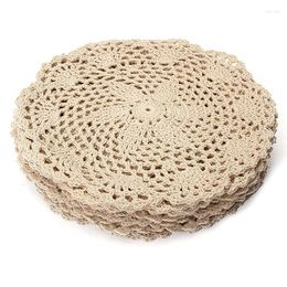 Table Mats 12Pcs Vintage Cotton Mat Round Hand Crocheted Lace Doilies Flower Coasters Lot Household Decorative Crafts Accessories
