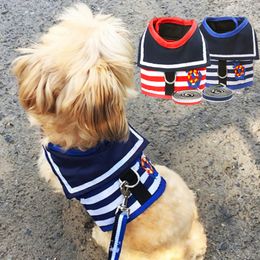 Dog Leash Chest Harness Set Navy Style Vest Soft Breathable Walking Leash Harnesses Dog Chain Puppy Small Medium Dog Supplies