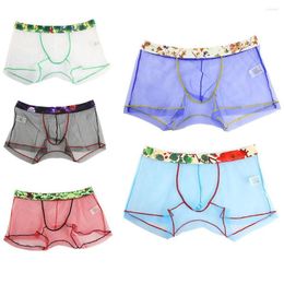 Underpants Men Sexy See-through Underwear Boxer Briefs Shorts Bulge Pouch Soft