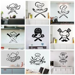 Creative kitchen Tools Fork Wall Sticker Pvc Removable For kitchen Rooms Decoration Wall Art MURAL Drop Shipping