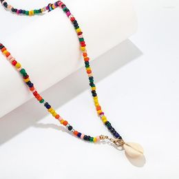 Choker Chic Colourful Beads Necklaces Shell Pendant Fashion Gold Colour Chain Necklace For Women Trendy Summer Bohemia Jewellery