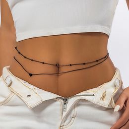 Black Small Heart Charm Metal Waist Belly Chain for Women Jewellery Summer Bikini Punk Body Chain Beach Gifts Accessories