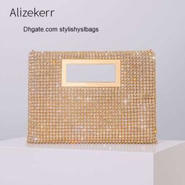 Totes Women Metallic Handle Rhinestone Handbags Elegant Boutique Glittering Diamond Clutch Purses Chain Crossbody Bags Wedding Party