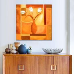 Large Abstract Canvas Art Flowers on The Square Hand Painted Oil Painting Statement Piece for Home