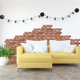 Wall Stickers 3d Stereo Tile Red Brick Self-Adhesive Living Room TV Bathroom Decoration Anti-Collision Wallpaper