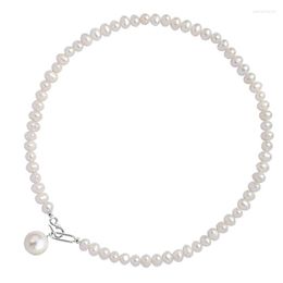 Chains True Natural Pearl Necklace Women 925 Silver Baroque Collar Chain Female Luxury Jewellery Girl Party Gift Banquet
