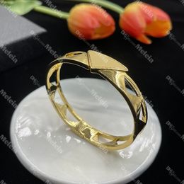 Women Gold Bracelets High Street Lady Bangle Designer Triangle Badge Charm Bracelets