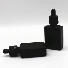 30ml Black Frosted Glass Liquid Reagent Pipette Dropper Bottles Square Essential Oil Perfume Container Vpebj