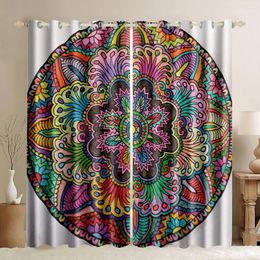 Curtain Window Curtains Colourful Mandala Bohemian Blue Orange Black White Boho Blackout