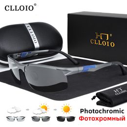 Sunglasses CLLOIO Aluminium Polarised Pochromic Sunglasses Men Polarised Day Night Driving Glasses Anti- Chameleon de sol 230609