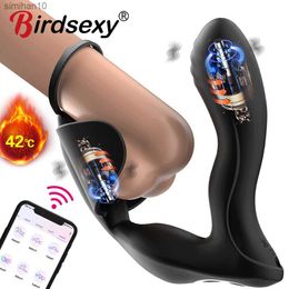 Dual Motor Prostate Massager Dildo Vibrator for Men Anal Plug Sex Toy Smart Heating App Control Male Masturbator Adult Sex Toy L230518