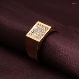 Wedding Rings Luxury Shiny Square Ceramic Crystal Party Trendy Gold Colour Founder Men Women Finger Birthday Gift