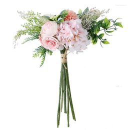 Decorative Flowers Hydrangea Bouquet Simulation Flower Plant Bonsai Wedding Decoration Home Rose