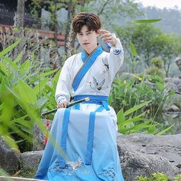 Ethnic Clothing Men Chinese Traditional Hanfu Embroidered Tang Suit Oriental Swordsman Cosplay Costume Dance Performance Outfits Plus Size