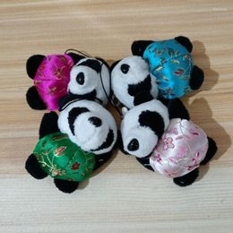 Keychains 5pcs Mini Dressing Short Plush Panda Charms Key Chains Phone Pendants Cute Women Kids Rings Gifts