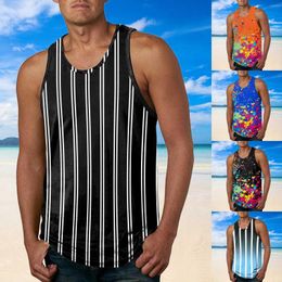 Men's Tank Tops Men's Sports Top Running Fitness Slim Fit Vest Sleeveless Striped Camisa Masculina Camisas De Hombre