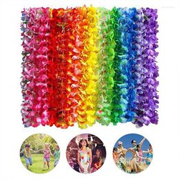 Decorative Flowers Artificial Necklace Hawaii Beautiful Hawaiian Wreath Handmade 36 Pcs Party Supplies Polyester Cloth Wedding Decoration