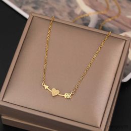 Pendant Necklaces Stainless Steel Arrow Frosted Heart Pendants Chains Charms Choker Fashion Necklace For Women Jewelry Party Girls Gifts R230612