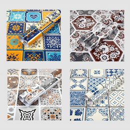 Waterproof Kitchen Wall Stickers Bathroom Tables Wall Decals Self-adhesive Foil Oilproof Classic Marble Wallpaper Tile Stickers