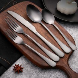 Dinnerware Sets Selling 2023 Stainless Steel Tableware Set Titanium Plated MaBlack Western Steak Knife Fork And Spoon Five Components