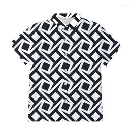 Men's Casual Shirts IFPD EU Size 3D Printed Abstract Geometric Figures Button Shirt Men Cool Hiphop Summer Plus Short Sleeve